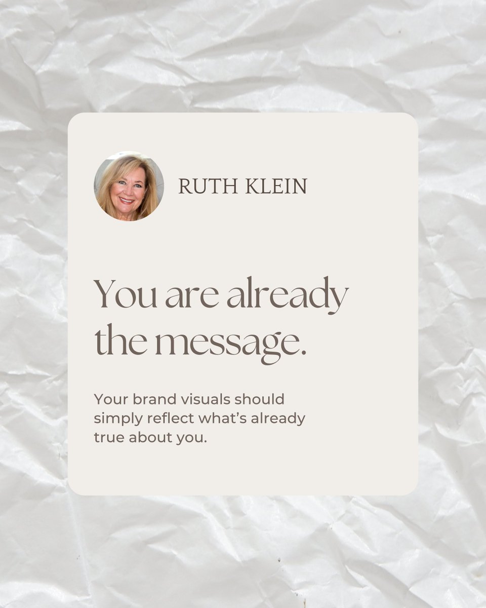 RuthKlein's tweet photo. You are already the message.
Your brand visuals should reflect what’s already true.
Stop trying to look like everyone else.
Design a brand that feels like home—to you and your audience.

📸 Visuals aren’t decoration, they’re storytelling.
Email “audit” to rklein@ruthklein.com https://t.co/vTuEEmxfc1