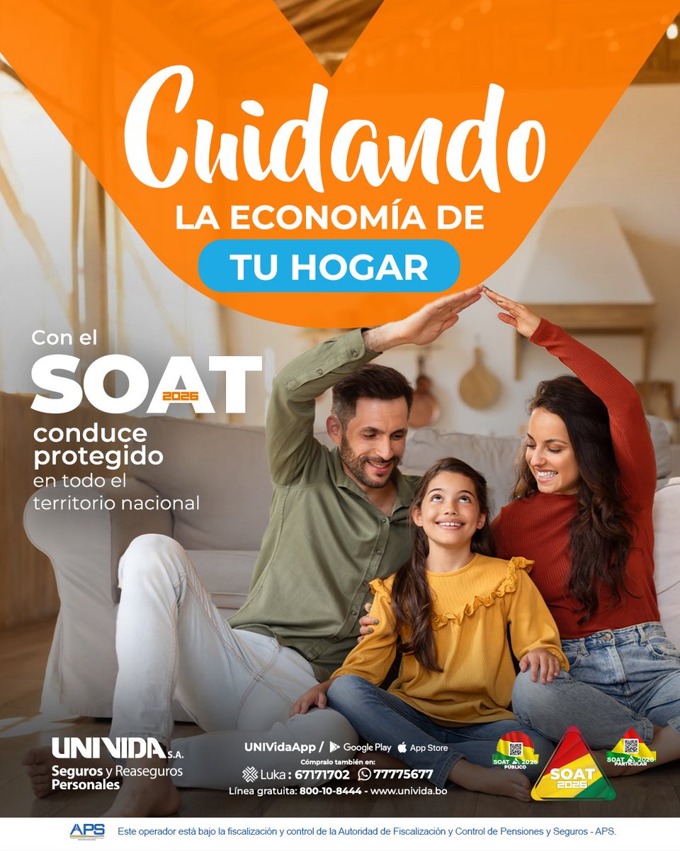 UnividaSA's tweet photo. Un accidente no solo afecta la salud, también puede golpear fuerte el presupuesto de tu hogar 📉 El #SOAT2026 actúa como un escudo para tus ahorros, brindando cobertura médica inmediata sin que tu familia tenga que preocuparse por gastos imprevistos. 🏠💰
Protege tu economía hoy. https://t.co/waN8NKn71i
