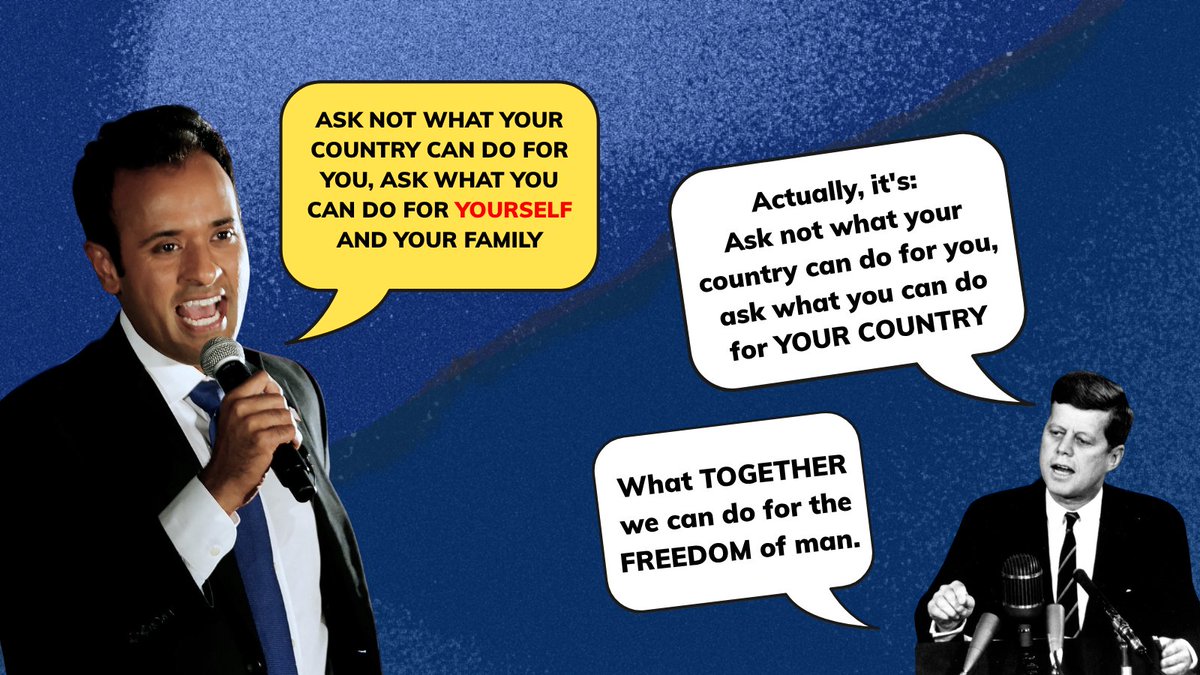 innovationohio's tweet image. Vivek's take on JFK's famous inaugural address last night at #TurningPointUSA tells you everything you need to know...🫠
#VivekRamaswamy #Ohio #Politics