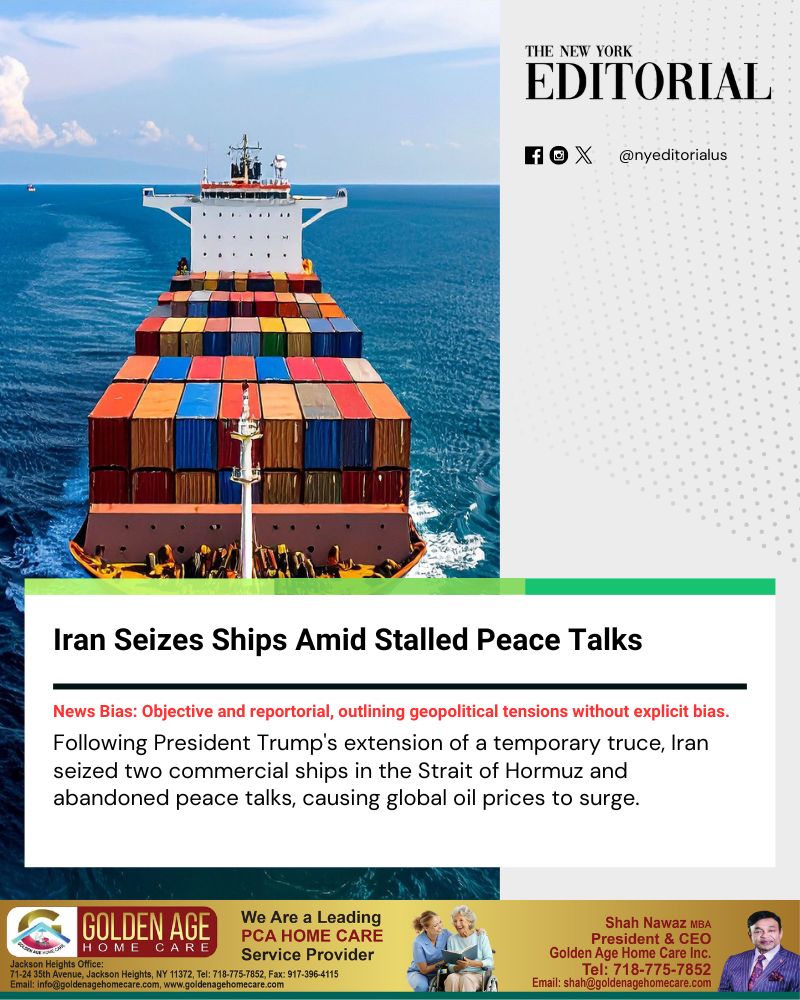 nyeditorialus's tweet image. Tensions escalate as Iran's IRGC seizes 2 ships in the Strait of Hormuz &amp;amp; halts peace talks over the ongoing US naval blockade. The crucial oil route is effectively closed, sending prices soaring. 

Read more on our Website. 

#StraitOfHormuz #MiddleEast #Geopolitics