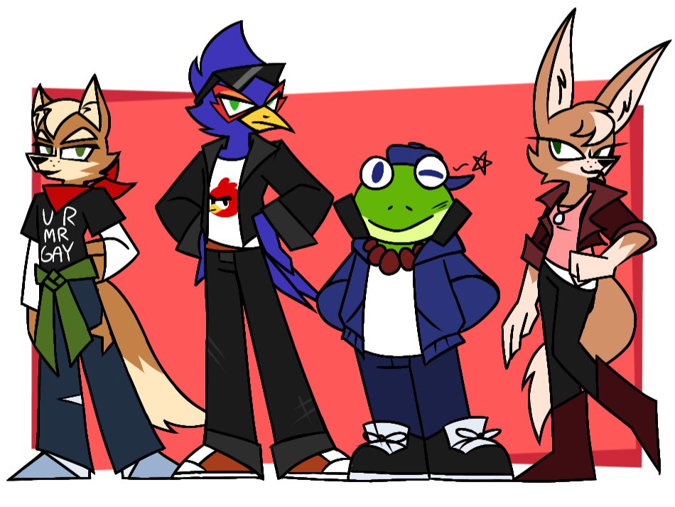 Some Star Fox crew members in casual wear #starfox #fanart