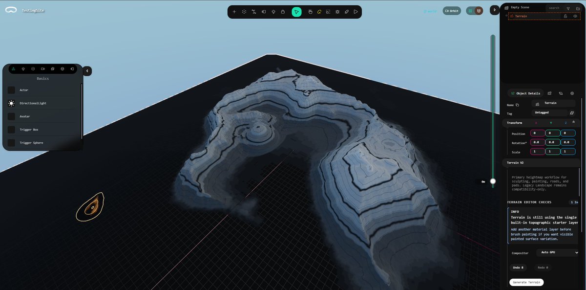 ProjectAiir's tweet image. Integrated GPU Compute compositor &amp;amp; upgraded LOD system. Engine now supports splines for roads and shapes for terrain pads
Powered by the packages I released:
-@interverse/three-terrain-lod
- @interverse/three-layered-material
npmjs.com/org/interverse
#DevLog #Threejs  #WebDev