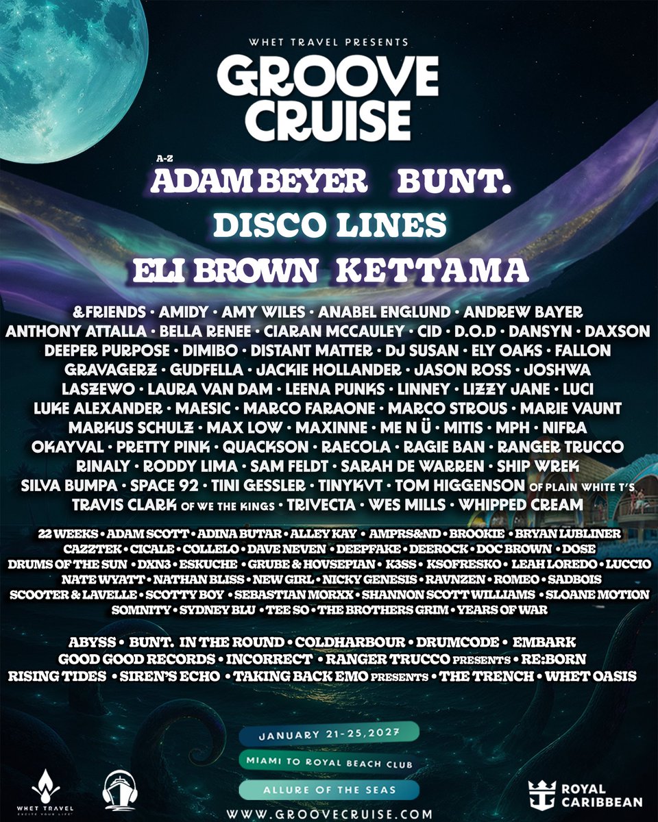 quacksonmusic's tweet photo. GROOVE CRUISE 2027 🚢

I’m HYPED to be playing 2 SETS at my first Groove Cruise next year with all the homies 🫡

maaaan I’ve always wanted to go on a cruise rave and have heard nothing but good things about @GrooveCruise 🙂‍↕️ https://t.co/JNIfYmzfzk