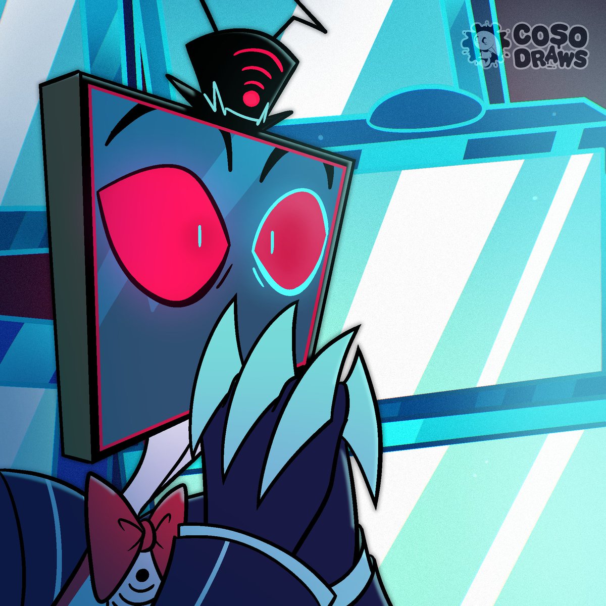 Cosodraws's tweet image. Conociendo a Cat Al por primera vez💜

#cursedcatalastor #vox #valentno #hazbinhotel #velvette