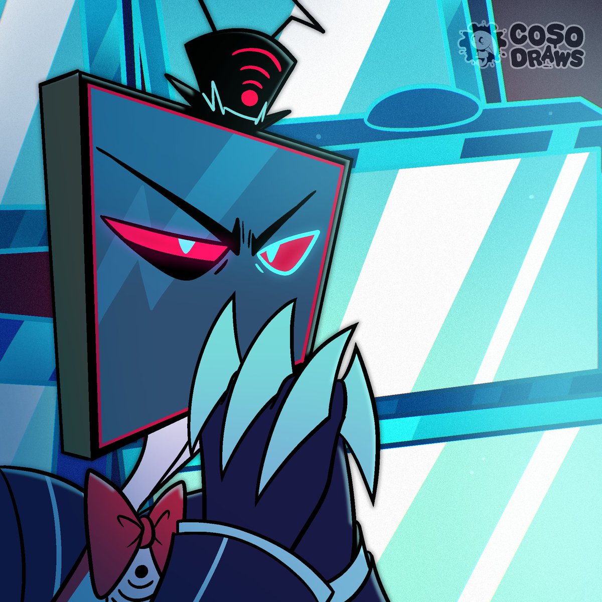 Cosodraws's tweet image. Conociendo a Cat Al por primera vez💜

#cursedcatalastor #vox #valentno #hazbinhotel #velvette