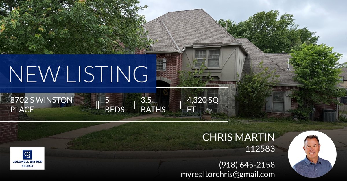 RealtorChris's tweet photo. 📍 New Listing 📍 Take a look at this fantastic new property that just hit the market located at 8702 S Winston Place in Tulsa. Reach out here or at (918) 645-2158 for more information!

Listed by Michelle Jansen

Chris Martin 
 
O... https://t.co/T0m40Vfrxo https://t.co/3BK0bDEu1x