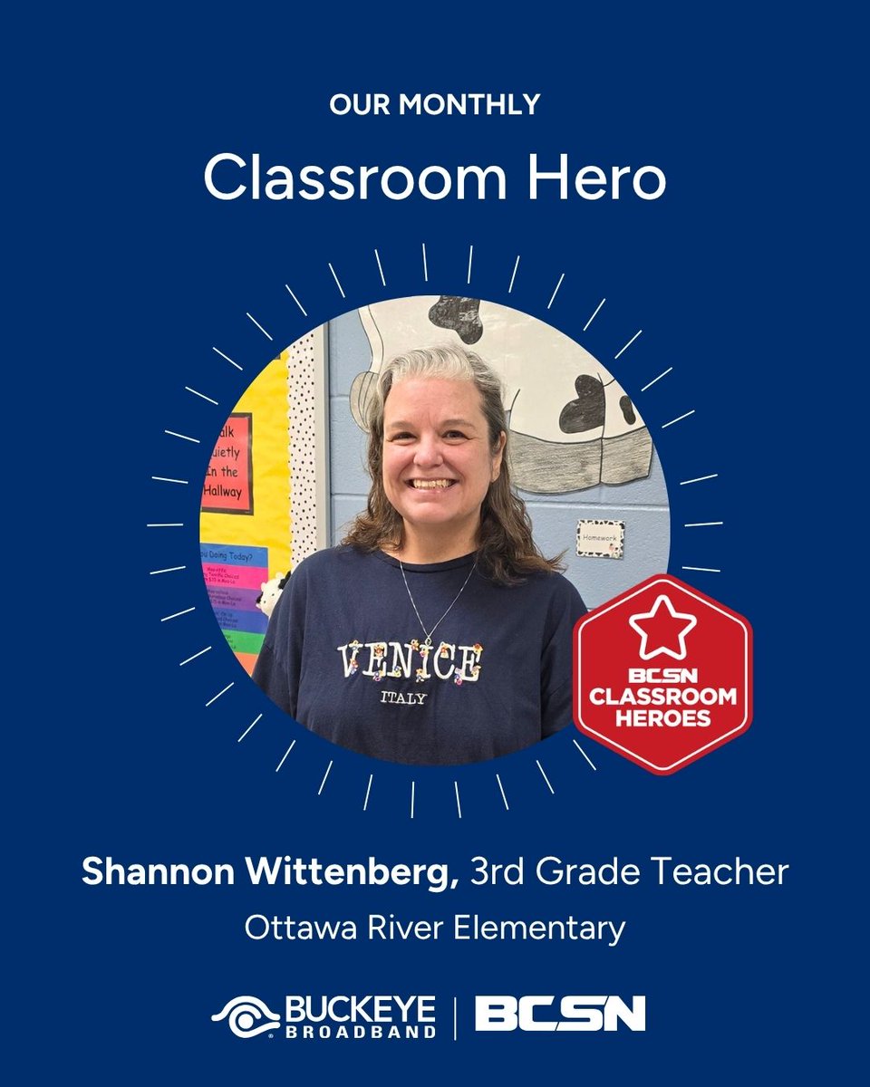BuckeyeInternet's tweet image. 📚 Our Monthly Classroom Hero 📚

Thank you for everything you do to support your students and our community 👏

Know a teacher who goes above and beyond?
Nominate a BCSN Classroom Hero: bcsnnation.com/community/hero…

#BuckeyeBroadband #HomeInternet #LocalSupport