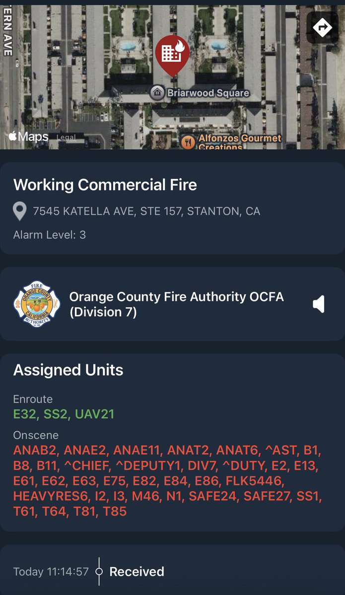 OC_Scanner's tweet image. BREAKING 🚨🚨

#Stanton / #California 

OCFA and Anaheim Fire is on scene of a now 3 alarm fire in Stanton, multiple units are affected now, started in a detached garage.