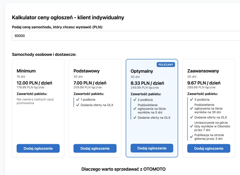 250 zł/msc. za ogłoszenie na OtoMoto 🤡

Tak właśnie wygląda monopol drodzy Państwo.