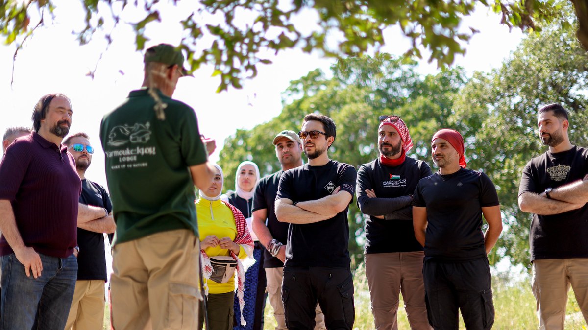 RHCJO's tweet image. His Royal Highness Crown Prince Al Hussein joins activists specialised in eco-tourism and domestic tourism on a nature walk in Yarmouk Forest Reserve in Irbid, and affirms the importance of developing eco-tourism in Jordan and its role in empowering local communities.
#Jordan