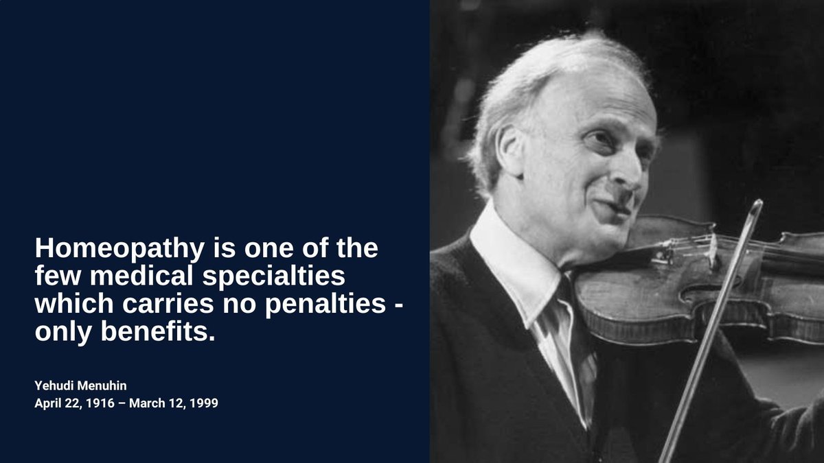 SHD_si's tweet image. Legendary #violinist #YehudiMenuhin about #homeopathy

🎂 #HappyBirthday #Menuhin

@LMHI1925 @ECHhomeopathy @ECHAMPeu @HRIresearch