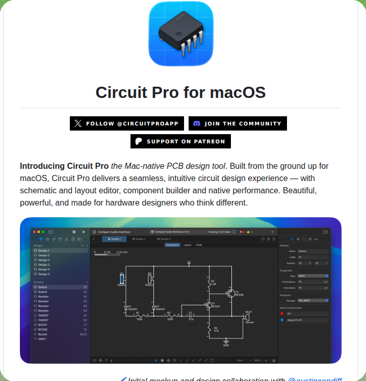 tom_doerr's tweet photo. Native macOS PCB design tool with schematics and layout editor

https://t.co/xjzWeRKisr https://t.co/qXSs7ENak4