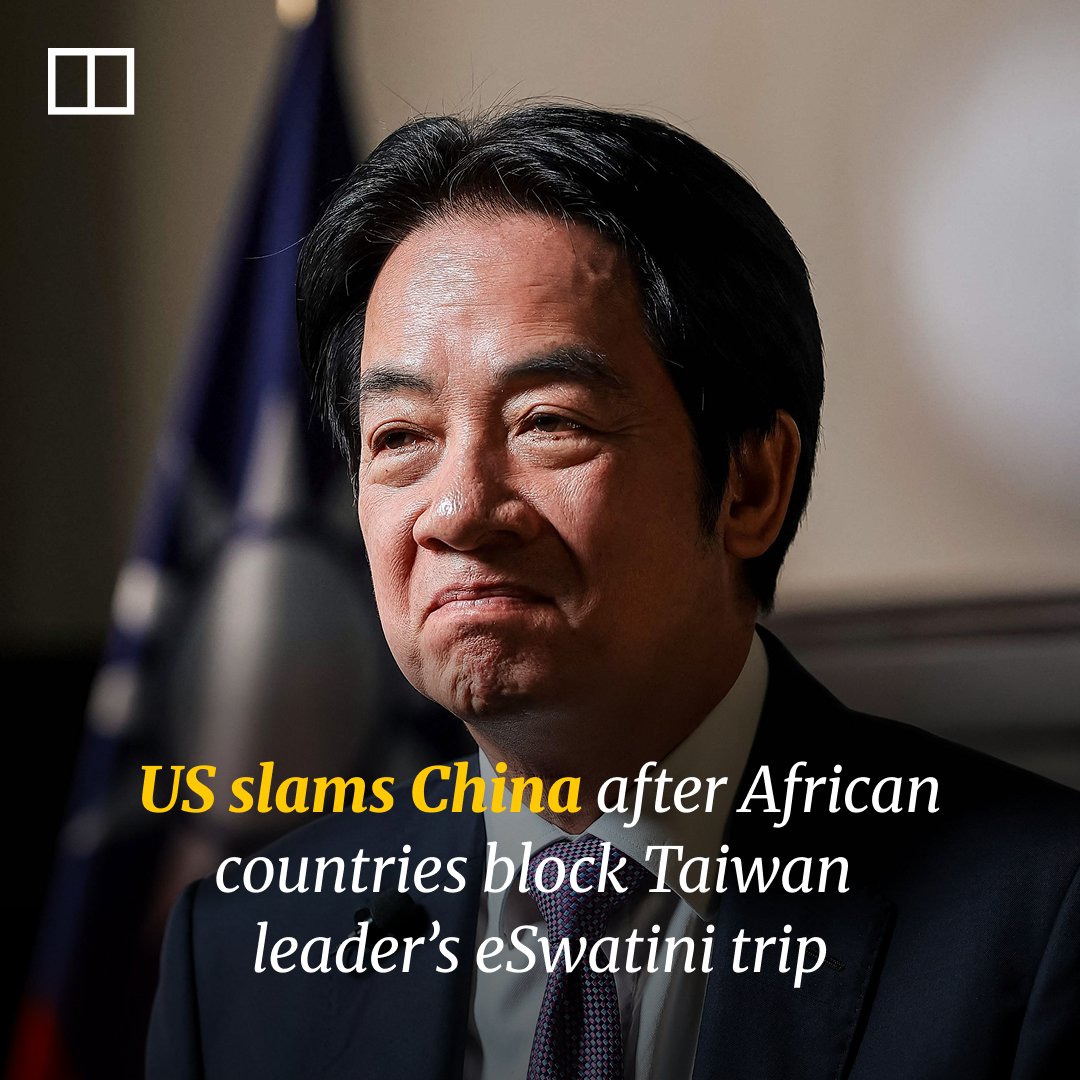 SCMPNews's tweet image. It is the first instance of a Taiwanese leader having to cancel an entire foreign trip due to denial of airspace access.

(Link in comments)

#china #africa #taiwan #usa #politics #news #scmpnews #scmp