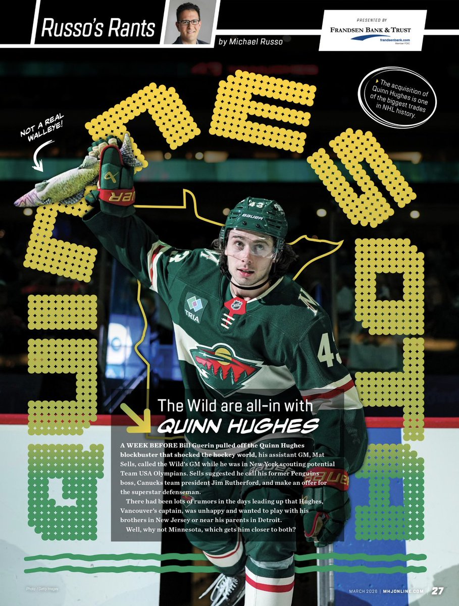 mnhockeyjournal's tweet image. Game 3 is back on home ice tonight 🏒🙌

Read Russo’s Rants in the latest MHJ for the inside scoop 👀

🔗read.uberflip.com/i/1543763-marc…? 

#MNwild #Wild #Playoffhockey #Stateofhockey