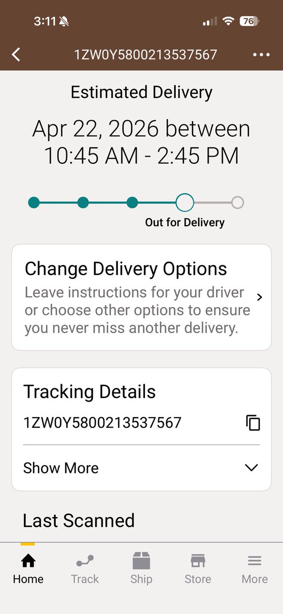 zdvilla's tweet photo. @UPS it’s 3:15pm and I have to leave for 4:15 appointment…package not here yet https://t.co/mSSWsvYb8t