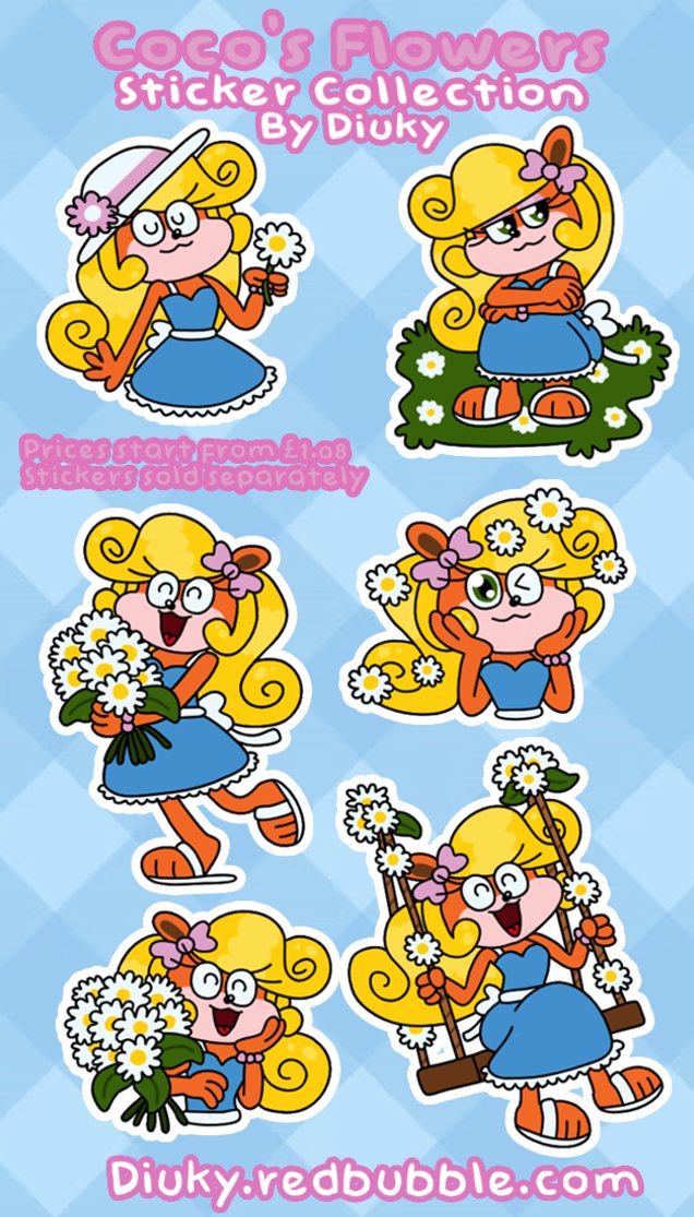 I enjoyed drawing Coco with flowers so I decided to add more designs and do a Spring flower sticker collection. Money is a little tight right now so any sales will be a huge help, thank you.💙Diuky.redbubble.com 
#Cocobandicoot #Crashbandicoot #wumpabites