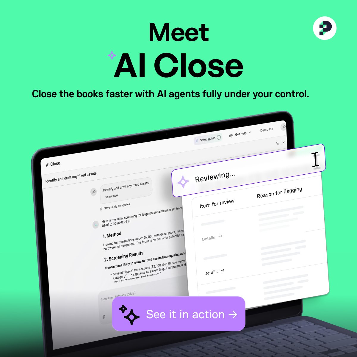 puzzlefin's tweet photo. Does AI replace the accountant?

No.

Puzzle’s AI Close turns accountant-defined workflows into repeatable execution inside the ledger.

The accountant sets the logic.
The agent runs the task.
Nothing posts without approval.

That’s the point. https://t.co/vJAoWptCUJ