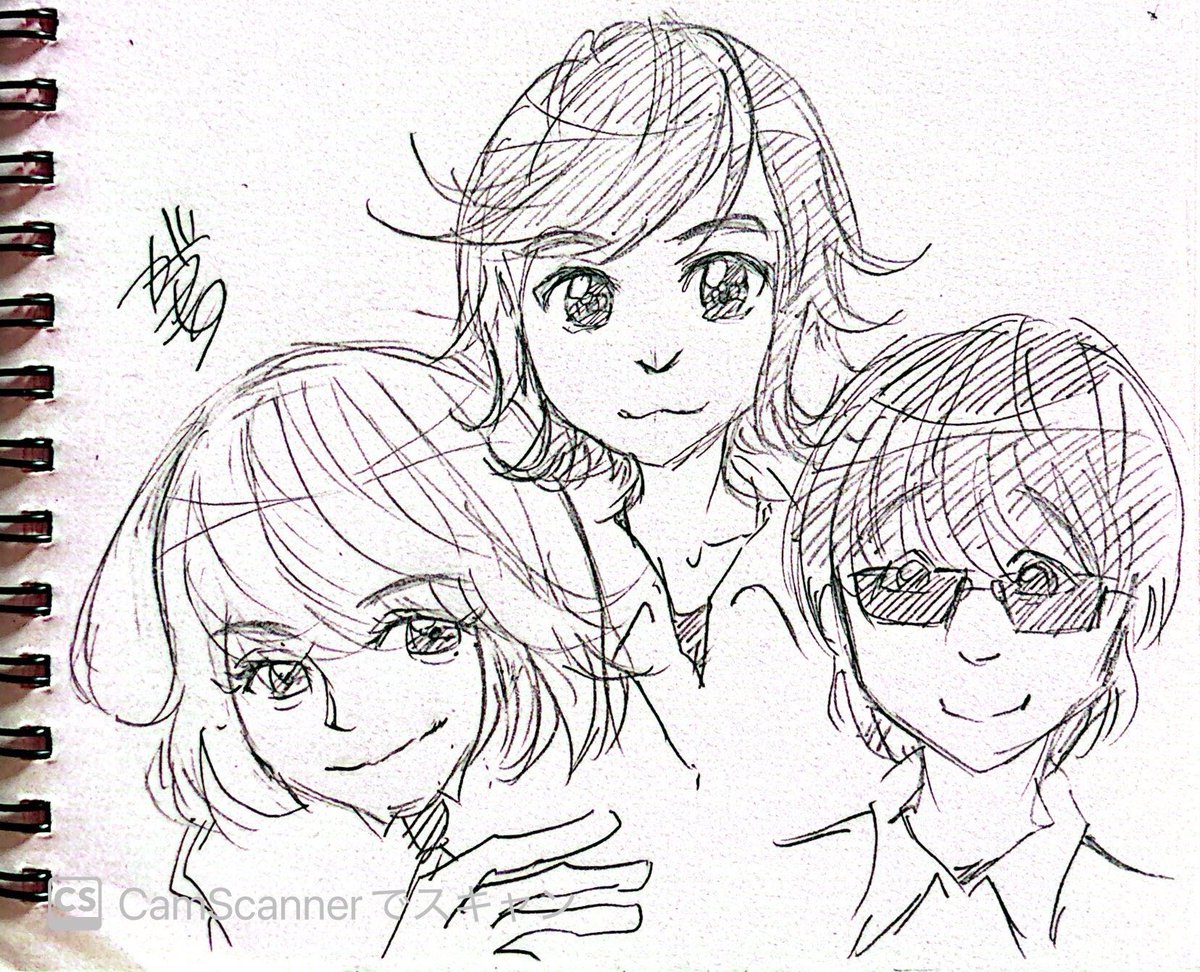 justicezeppan's tweet photo. 体調が今ひとつで眠れないからTMの3人を落書きしていた https://t.co/n6qVZw568w