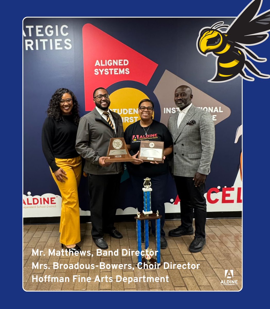 HoffmanMS_AISD's tweet image. The @AldineISD Impact Award recognizes excellence that truly makes a difference, and Hornet Nation delivered! 🏆

So proud to see our leadership and Fine Arts dept. honored at last night’s Board Meeting for incredible #IMPACT. 🐝

Hornet Nation Pride is Hard to Hide! #aldinestory