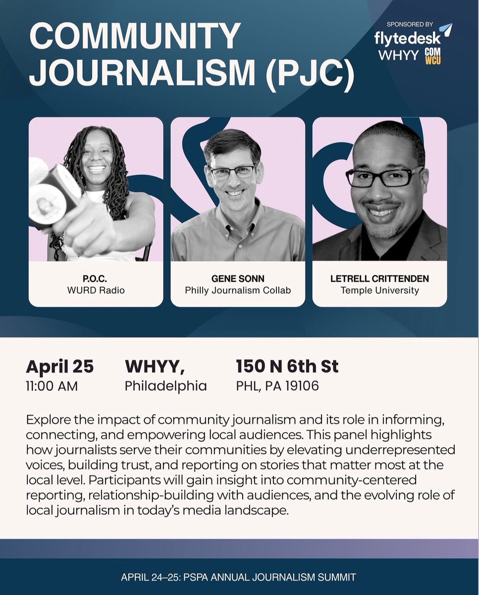 Revive_POC's tweet photo. Community journalism is where stories start and impact is felt.

Join us for the Community Journalism Panel (PJC) at the PSPA Journalism Summit to hear how local voices are amplified, trust is built, and stories that matter most are brought to light.

Be part of the conversation! https://t.co/OyUHG9dP4w