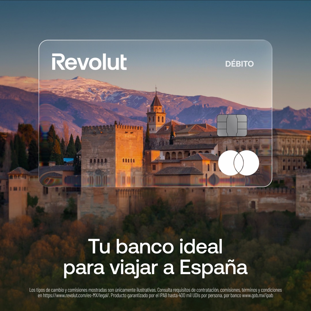 Revolut's tweet photo. Gasta en +160 países y cambia +30 divisas con Revolut.