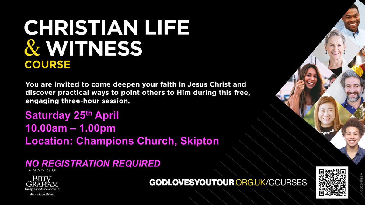Join us this Saturday from 10 - 1pm for the Christian Life &amp; Witness Course <a href="/SkiptonChampion/">Champions Church</a> #discipleship #evangelism #gospel #Jesus