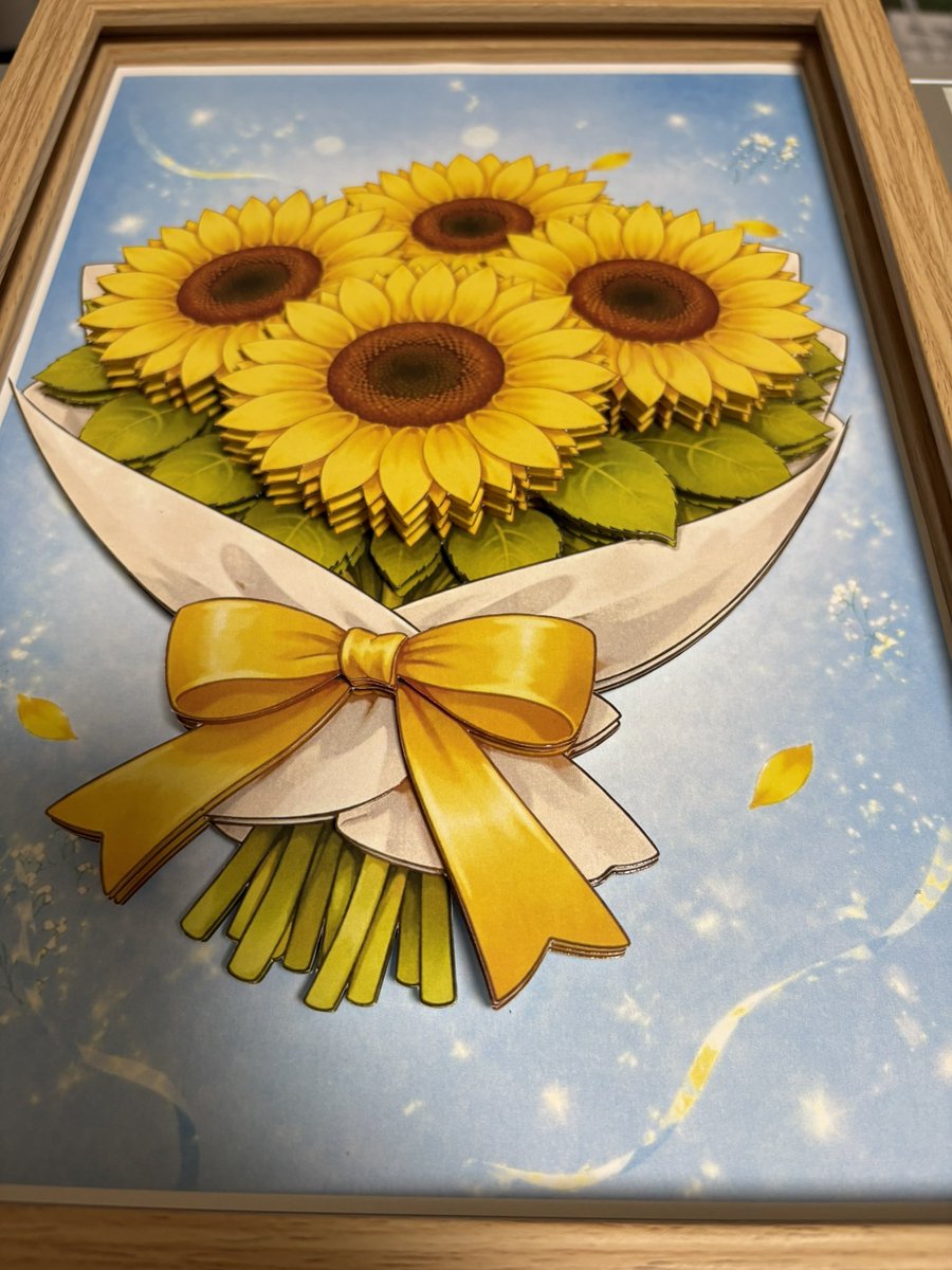 光沢紙を使ったA4サイズのひまわりシャドーボックス🌻 作成時間6時間