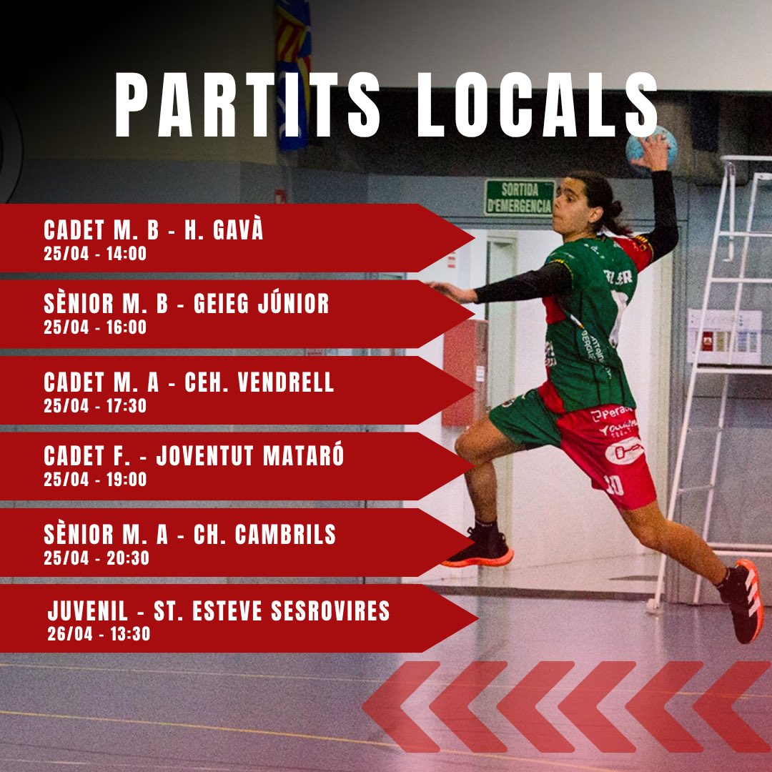 HandbolBerga's tweet photo. 🔴Partits de la jornada🟢 https://t.co/ygjaQrdFV5