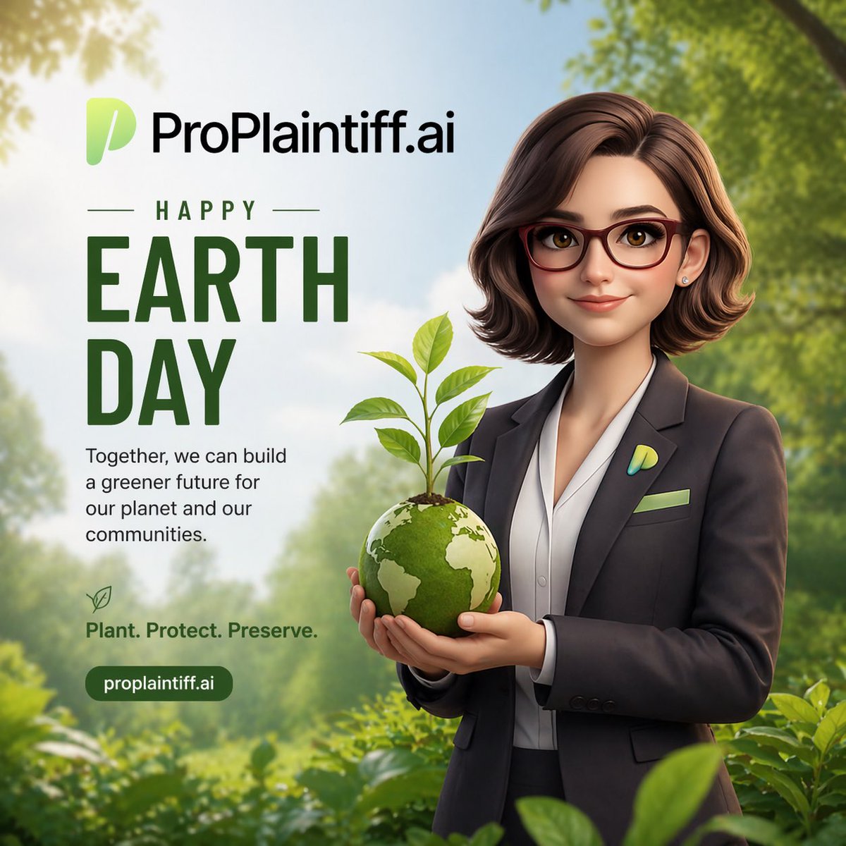 proplaintiffai's tweet photo. Happy Earth Day!

Our planet is precious. We must take actions to be conscious about our carbon footprint.

At ProPlaintiff, we use the most efficient models, and use recycled materials for our day to day needs. 

Spend a little time today and enjoy nature. If you see some trash, pick it up. 

Mother Nature Thanks You!