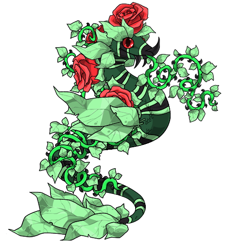 OviPetsOfficial's tweet photo. Congratulations to Wirbeldance, for winning the Garden in Bloom challenge with A Rose by Any other Name. This elegant green serpent is one with her thorny vines and blooming red roses. She is both delicate and striking, a truly blooming masterpiece. https://t.co/ydc9wj8WUW