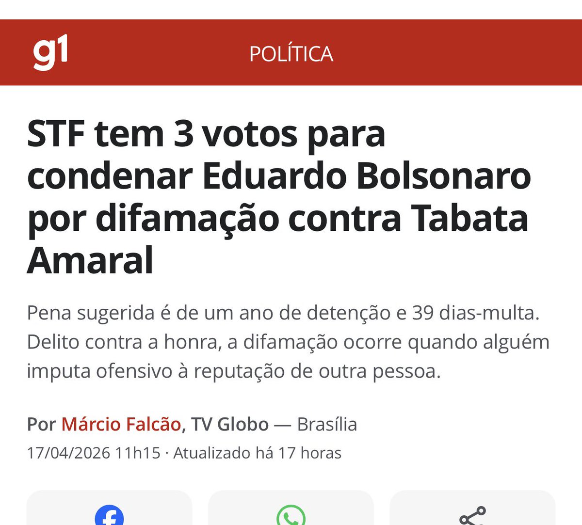 A perseguição contra Eduardo Bolsonaro e a tentativa clara de tirá-lo do jogo político ganham mais um capítulo vergonhoso com a formação de maioria no STF para condená-lo por difamação no caso Tabata Amaral: Eduardo exercia legítima imunidade parlamentar ao questionar, em plena