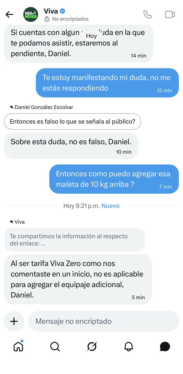 daniel10ag's tweet photo. @VivaTeEscucha @VivaAerobus @HSBC_MX @Profeco @AICM_mx Entonces confirmo, la información de la página es falsa y engaña al público 
@Profeco https://t.co/IhBVGo5ni5