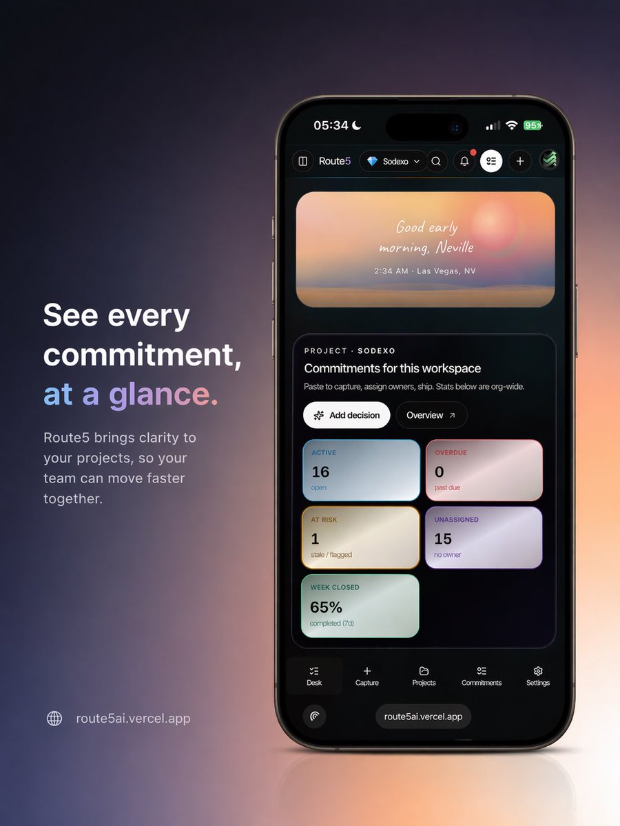 Route5ai's tweet photo. See every commitment, at a glance with Route5. https://t.co/MMmKLNYRVC