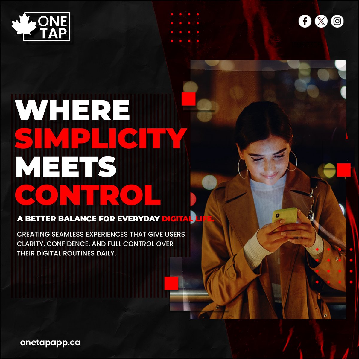 OneTapCA's tweet image. ⚡ Balance That Just Works 🇨🇦

ONE TAP combines simplicity and control into one seamless experience — giving you the perfect balance for a smarter, smoother everyday routine.

🔗 onetapapp.ca

#OneTap #BalancedLiving #SmartControl #DigitalExperience #OneTapLaunch