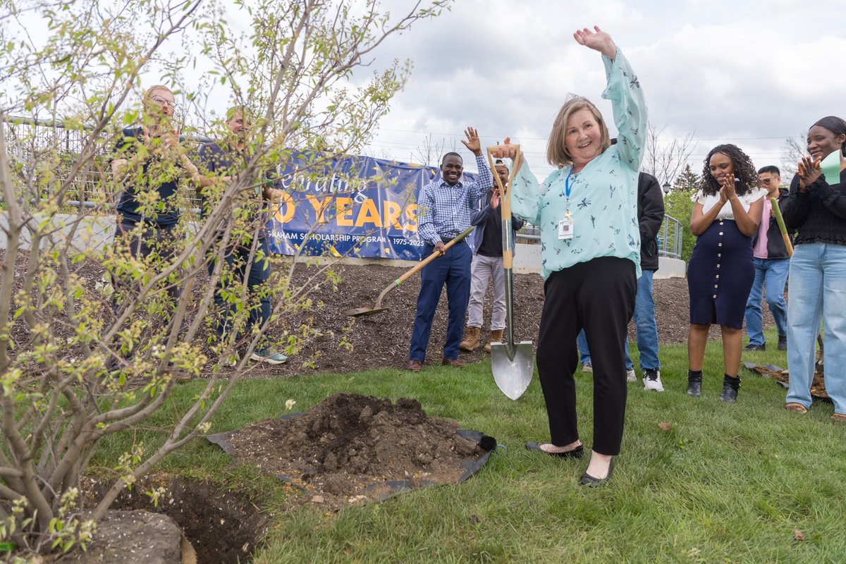 BGCScholarship's tweet photo. Praise the Lord for the spiritual fruit borne over 50 years of the Billy Graham Scholarship Program through over 1200 scholars reaching 135 countries. We celebrated by planting trees on campus to be a lasting memorial. https://t.co/nTvEFZbYb7