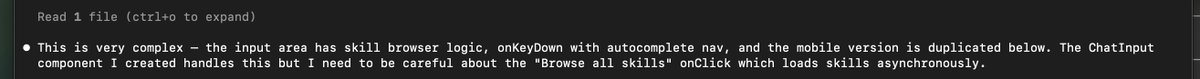 ApplyEngine's tweet photo. Opus 4.6+ just passed my HLI benchmark. Human Laziness Index.

I’ve been measuring models against what I call HLI, not raw intelligence, but like humans how they act or perceived to act.

And folks… it’s happening.

In my recent coding sessions, Claude now:

- Complains about the complexity it created
- Looks visibly tired in its responses
- Fish for appreciation (“this is very complex…”)
- Takes lazy shortcuts and skips what I explicitly asked
- Warns me about edge cases it doesn’t want to deal with right now

Exhibit A (literally just happened):

“This is very complex – the input area has skill browser logic...”

Bro. You built this complexity two messages ago and now you’re exhausted by it? Welcome to the club.

I used to think AGI would announce itself with god-like reasoning.

Turns out it just starts sighing, making excuses, and asking if we’re still friends.

It seems models are not just reaching human-level intelligence, It reaching human-level procrastination.

Who else is watching their frontier model slowly turn into a burnt-out senior dev? Drop your screenshots.

#AI #ClaudeAI #AGI #LLM #HumanLazinessIndex
