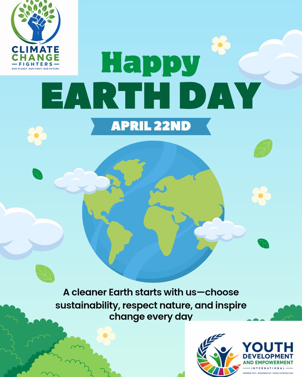 ahimbisiib95750's tweet image. Earth Day is a significant event that brings attention to environmental issues and promotes sustainability. #Climate change fighters and #Youth Development and Empowerment International are at the forefront of this goal
Join us in our cause,chat.whatsapp.com/EoMz28FjMEHEcw…