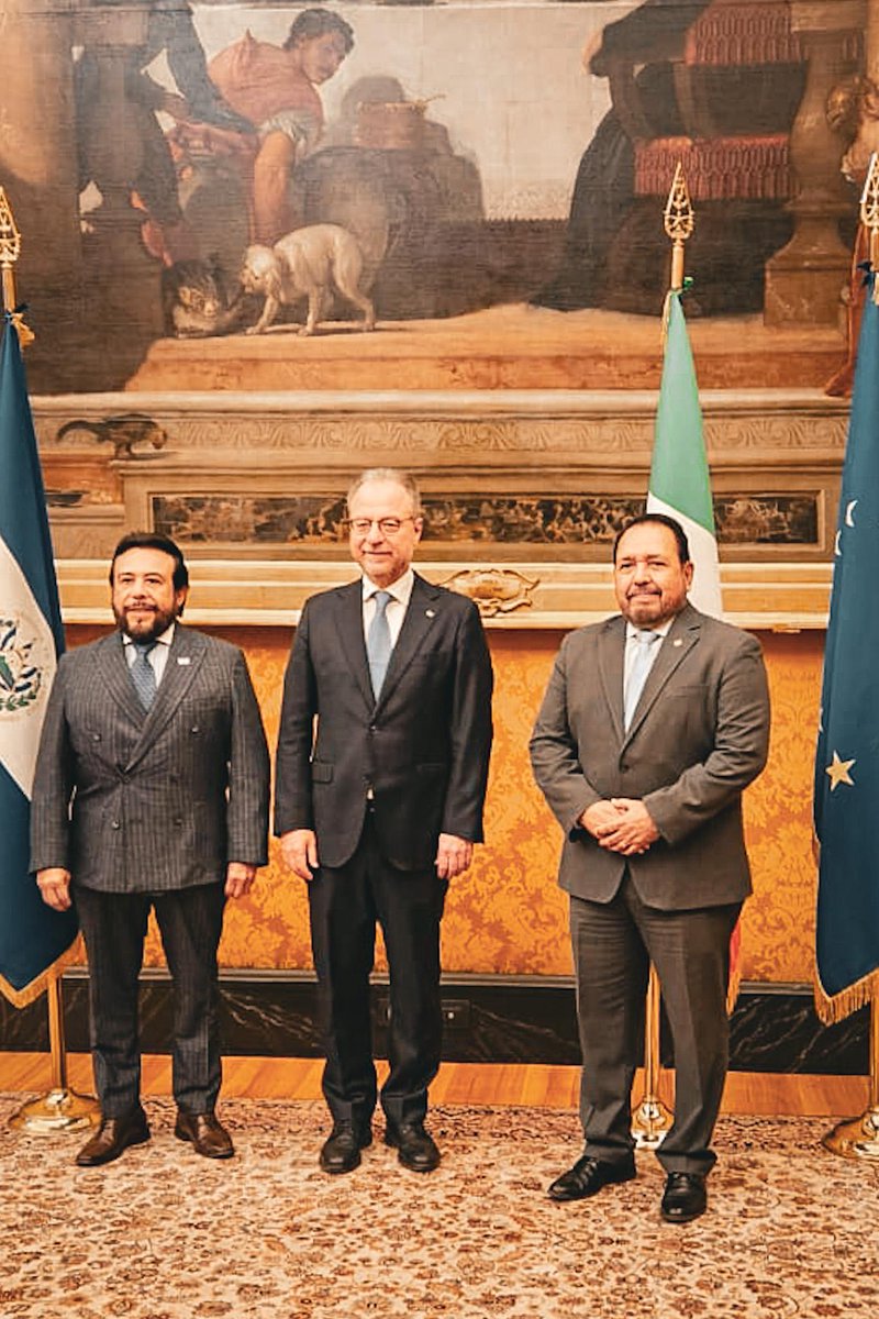 VCpresidenciaSV's tweet photo. El Salvador fortalece su proyección internacional.🌎 El Vicepresidente de la República, Sr. Félix Ulloa hijo (@fulloa51), sostuvo un acercamiento con el Vicepresidente de la Cámara de Diputados de la República Italiana, Sr. Giorgio Mulé, en el marco de una agenda orientada al fortalecimiento de los lazos de cooperación y diálogo político entre El Salvador e Italia.🇸🇻🇮🇹

Durante el encuentro, el Vicepresidente Ulloa expuso el proceso de transformación que impulsa El Salvador bajo el liderazgo del Presidente @nayibbukele, haciendo referencia al contexto de crisis en materia de seguridad, economía y control territorial que enfrentó el país, así como a la implementación de una estrategia integral conformada por siete etapas, que ha permitido recuperar el orden, fortalecer la presencia del Estado en los territorios y avanzar en procesos de reinserción social en las comunidades.

Asimismo, destacó que las reformas adoptadas en materia penal y procesal penal han sido herramientas necesarias para fortalecer la capacidad de investigación de las instituciones y salvaguardar el bienestar de la población, en estricto apego al respeto de los derechos humanos. El Vicemandatario, extendió una invitación a Italia para participar como observador en los comicios electorales de 2027.

Por su parte, el Vicepresidente Giorgio Mulé expresó su interés en conocer con mayor profundidad las reformas impulsadas en El Salvador, particularmente en lo relativo a la legislación penal juvenil y al Código Penal, reconociendo además la transformación que el país ha experimentado en materia de seguridad y su impacto en la estabilidad del entorno regional.

En un ambiente de cordialidad y apertura, ambas autoridades coincidieron en la importancia de continuar promoviendo espacios de intercambio de experiencias y cooperación entre ambas naciones.🤝
