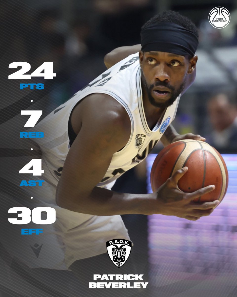 NeoRock06's tweet image. PAOK BC, #FIBAEuropeCup final serisi ilk maçında Surne Bilbao Basket'i evinde 79-73 mağlup ederken, 37 yaşındaki guard Patrick Beverley'den 5/7 üçlükle; 24 sayı, 7 ribaund ve 4 asistlik bir performans geldi.