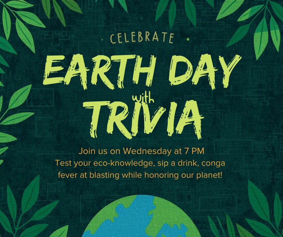 🌎🧠 Celebrate Earth Day With Trivia!
Join us on Wednesday at 7 PM for Geeks Who Drink Pub Quiz at Headshots Arcade Bar.
Test your eco-knowledge, sip a drink, and have a blast while honoring our planet! 🍻♻️👾