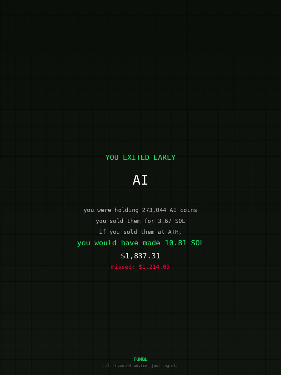 husseinalshrafy's tweet image. Peeped fumbledbags.com only to see I didn't cash out on $AI 
coulda been up 

E5oH2F8qyWyEapD9rNj5P5SWtficPxszJZxEr8nEkQEt 
#trust
#youth