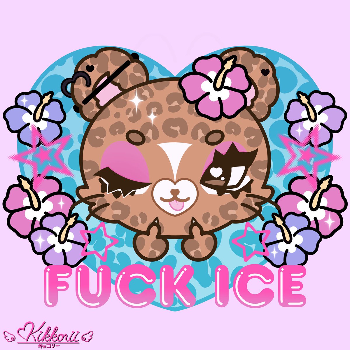 kikkorii's tweet photo. gyaru leopard says FUCK ICE! 
#gyaru #ギャル #イラスト https://t.co/DZwxesYd6p
