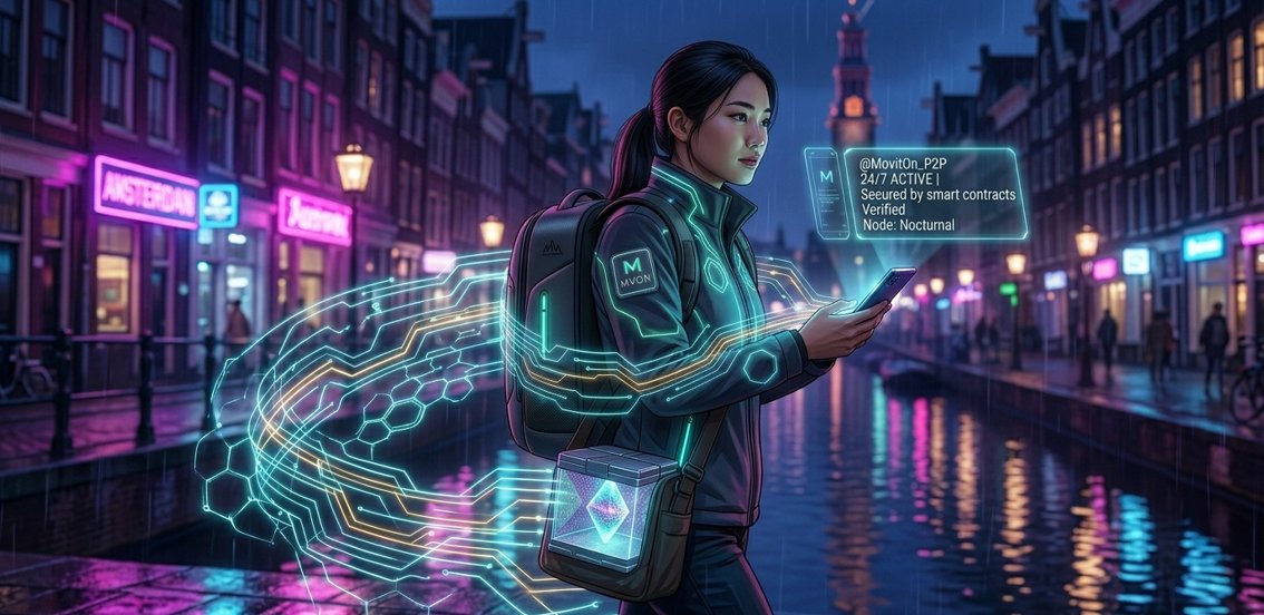 TinaWil69444298's tweet image. he city sleeps, but the network never stops. A P2P courier navigates neon-lit streets, their route secured by smart contracts. With @MovitOn_P2P, every night delivery is fast, safe, and verifiable. The future of logistics is a 24/7 decentralized pulse. 🌙📦🔗 #MovitOn #P2P