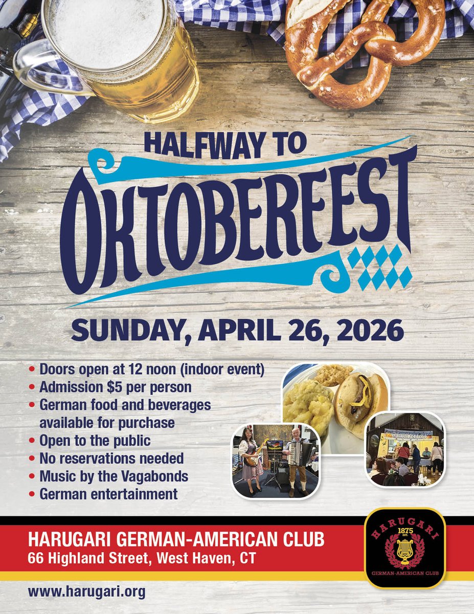 HarugariCT's tweet photo. Why wait for Oktober? 🥨 We can do this Sunday, April 26! 📷 Join us for Halfway to Oktoberfest at the #Harugari https://t.co/xzh2zwhsm2