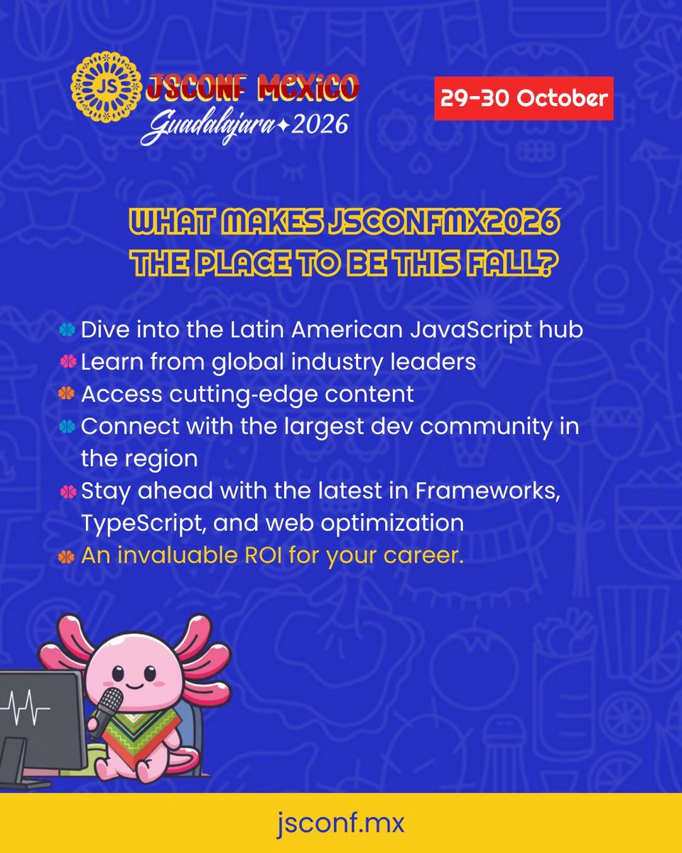 JSConf MX 2026 | 29 & 30 de Oct GDL 🇲🇽 tweet media