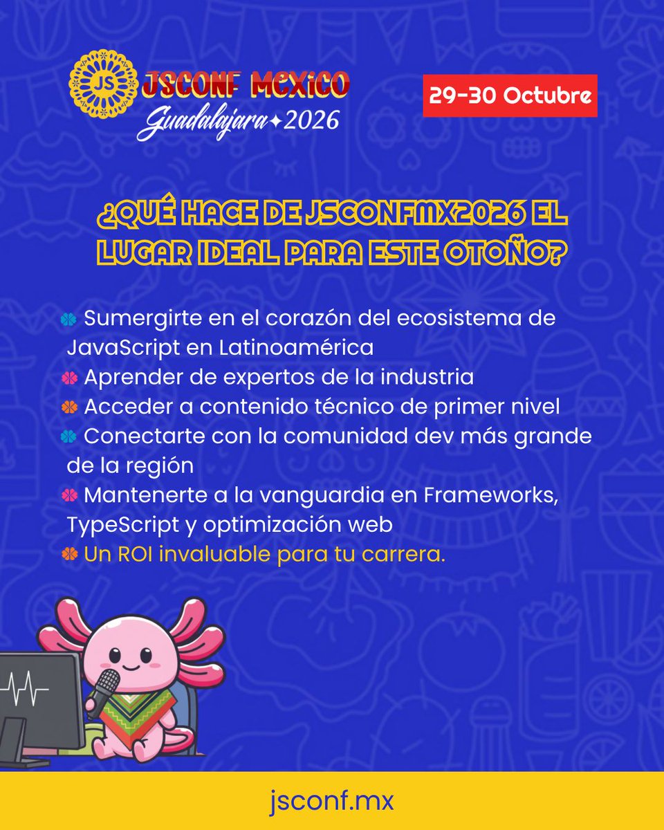 JSConf MX 2026 | 29 & 30 de Oct GDL 🇲🇽 tweet media