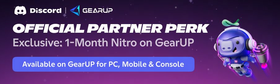 WumpusCentral's tweet photo. Starting from April 22, 2026 (1:00 AM PT) to June 3, 2026 (1:00 AM PT), GearUP users will receive 1 month of Discord Nitro. https://t.co/uQlOXmOtT0