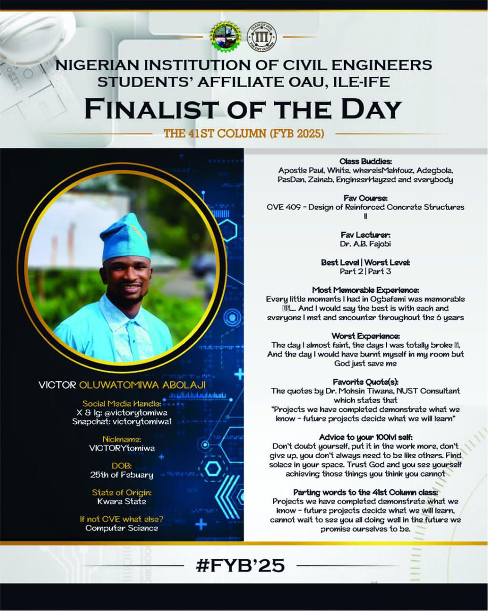 victorytomiwa's tweet image. Face of the Day 🤭
#41stcolumn #fyb #classof2025 #cveoau #oau