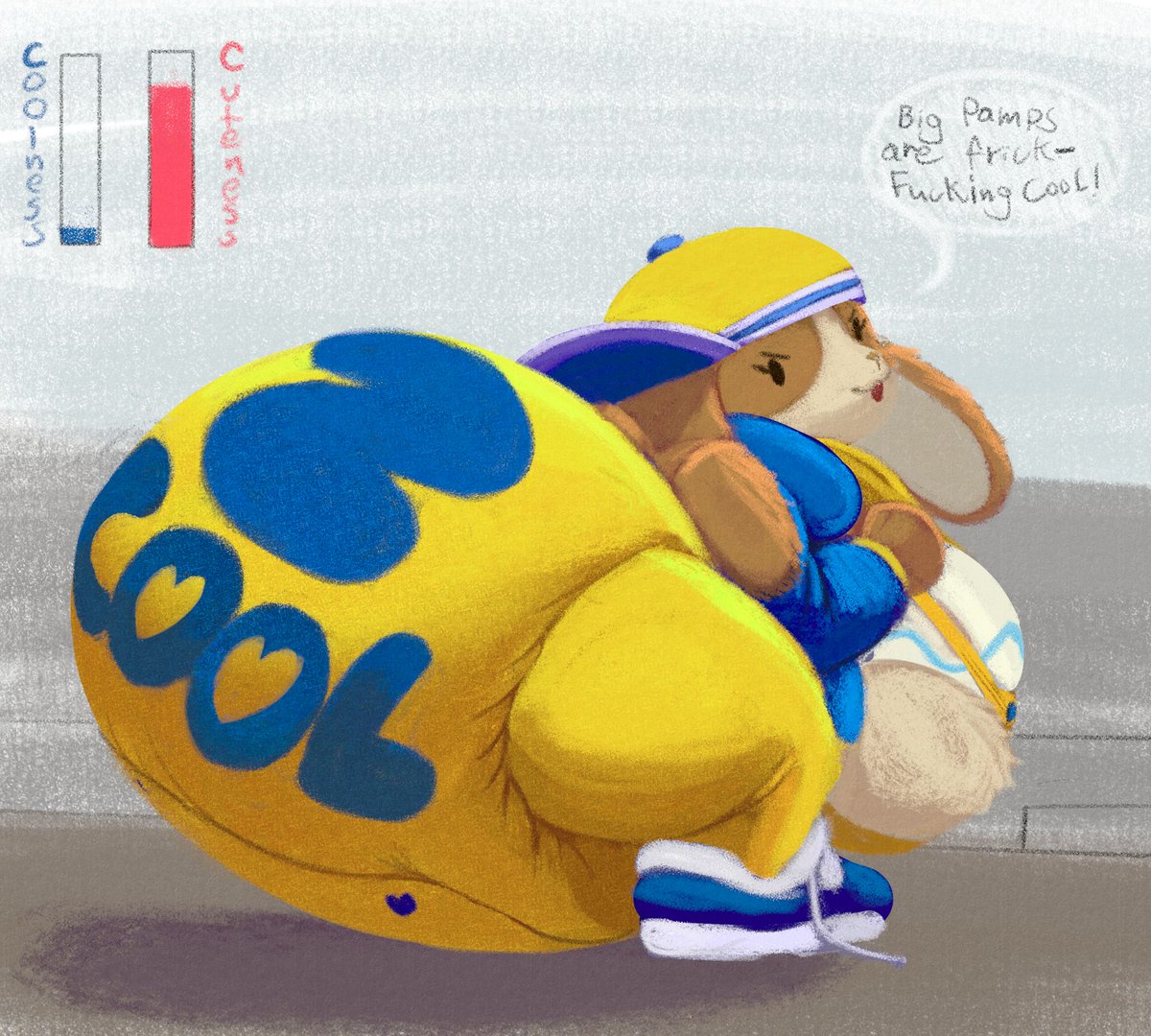 DrChops5's tweet photo. it is a scientific law that one's coolness  will be immediately turned into cuteness when wearing a diaper. https://t.co/KhYjHXCYka