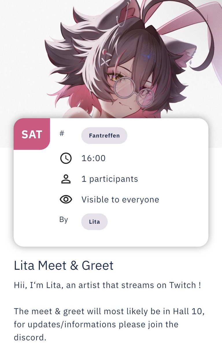 I‘ll be holding a M&amp;G at Dokomi!

Join it through the Dokomi app, and join the discord for more information and updates ✨

I can‘t wait to meet you guys 🥹✨